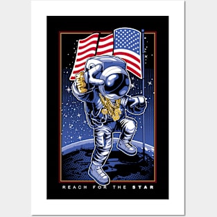 Astronaut planted a flag on the moon Posters and Art